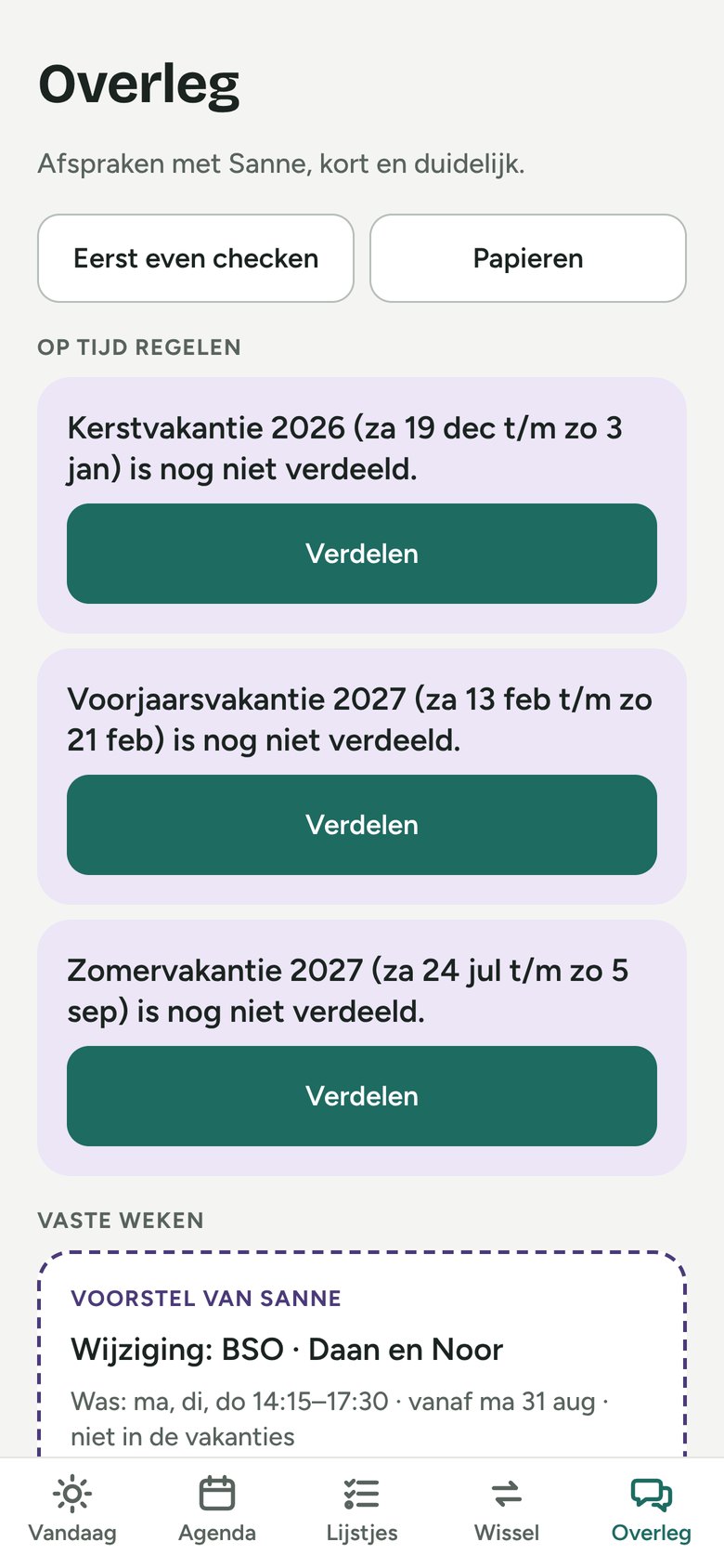 Overleg met voorstellen aan de andere ouder
